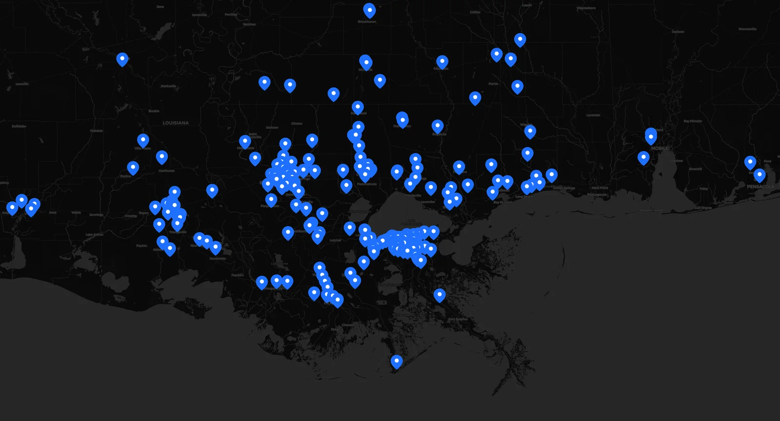 Dash GPS customer coverage map